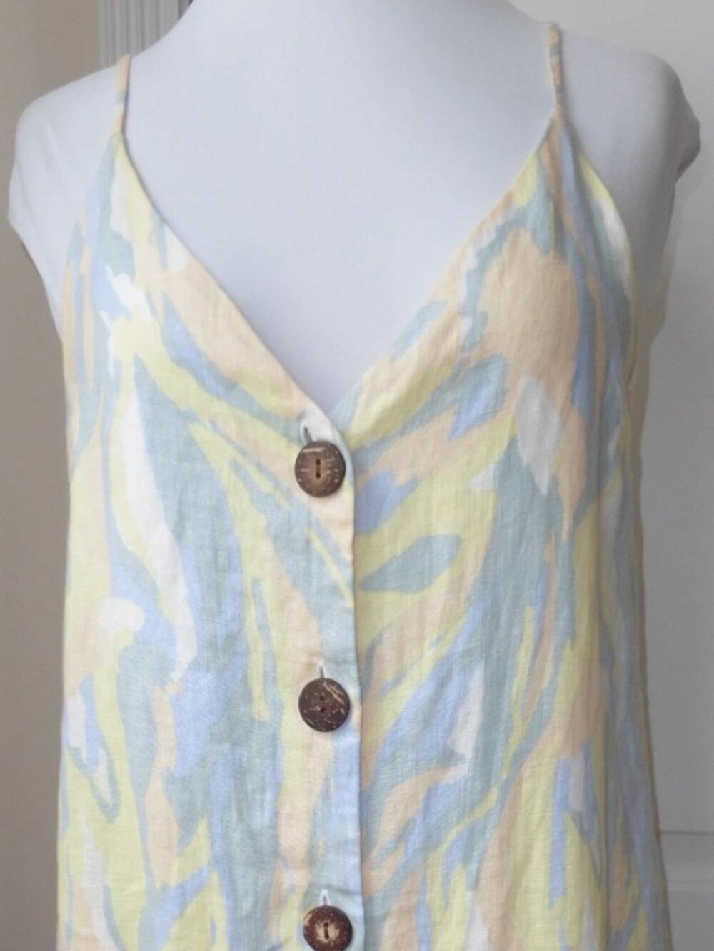 Rails Button Front Lizzie Dress w/Pockets Linen Pastel Swirl Dress Small